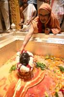  HH Swamiji performs Abhisheka at Shri Kashi Vishwanath Temple, renders the bhajans 'Mahadeva Sharanam' and 'Samba Sadashiva' (26.03.2025)